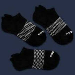 NEW! 3 Pack Black Bombas Men's Ankle Socks - Large